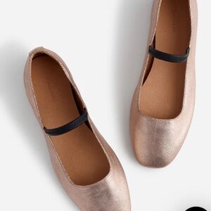 Madewell Metallic Flats with Black Strap